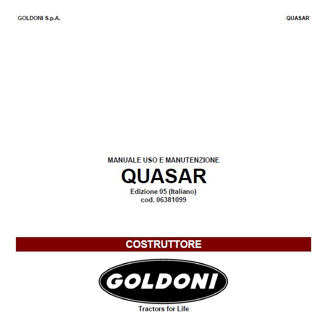 Manuale uso e manutenzione Goldoni Quasar 90