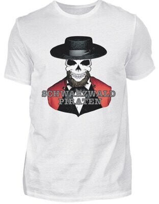 T-Shirt Weiss -Schwarzwald-Piraten-Skull-