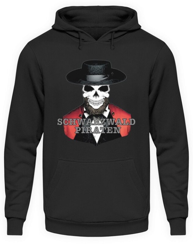 Hoodie Schwarz UNISEX -Schwarzwald-Piraten-Skull- Hoodie Schwarz UNISEX -Schwarzwald-Piraten-Skull-