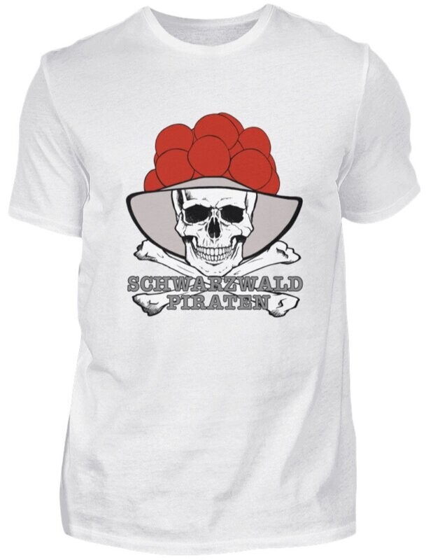 T-Shirt Weiss -Schwarzwald-Piraten-Bommelhut- T-Shirt Weiss -Schwarzwald-Piraten-Bommelhut-