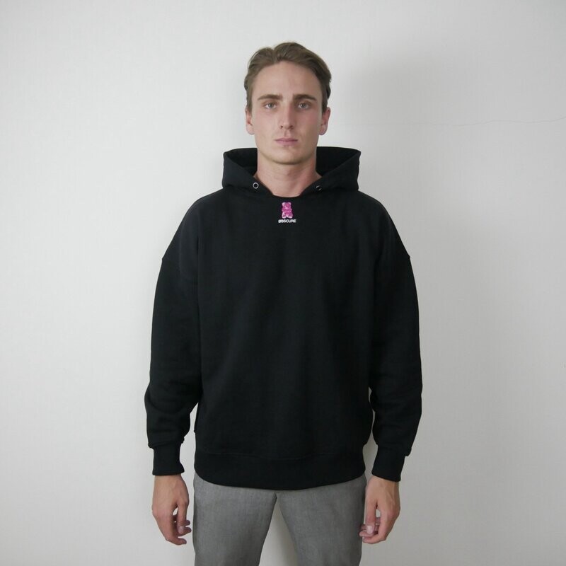 L'Ourson Rose - Hoodie ourson Brodé Noir L'Ourson Rose - Hoodie ourson Brodé Noir