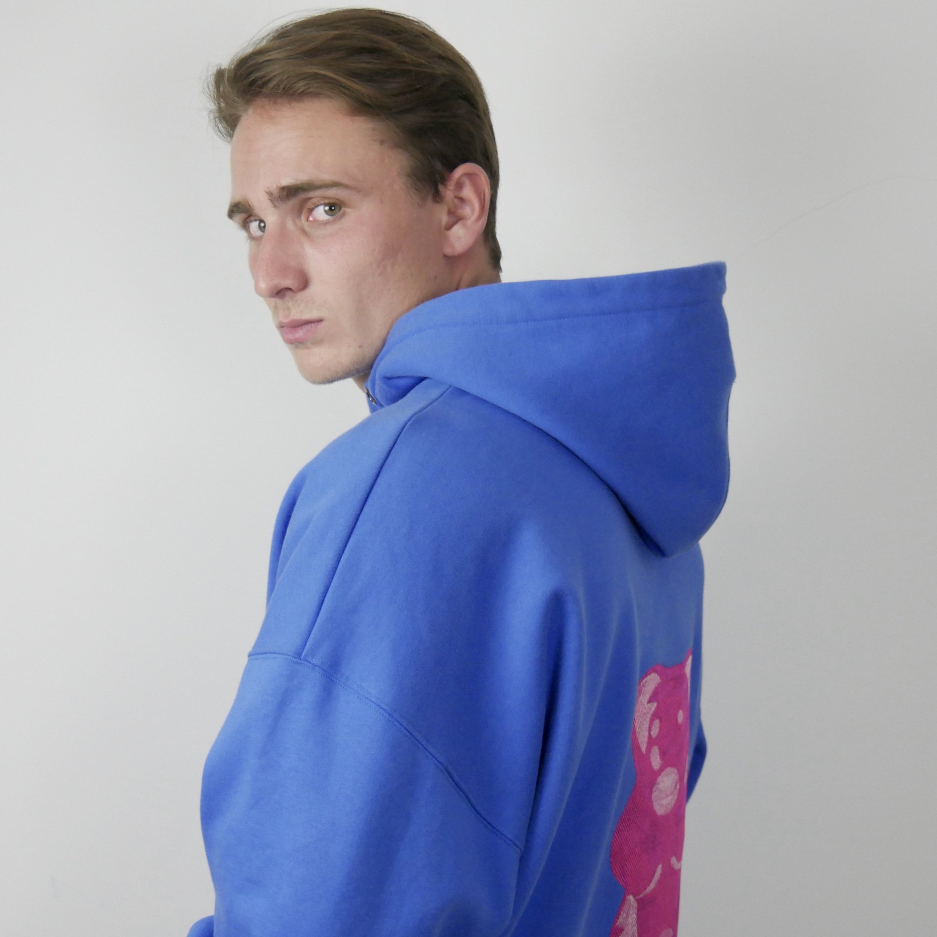 L'Ourson Rose - Hoodie ourson brodé Bleu