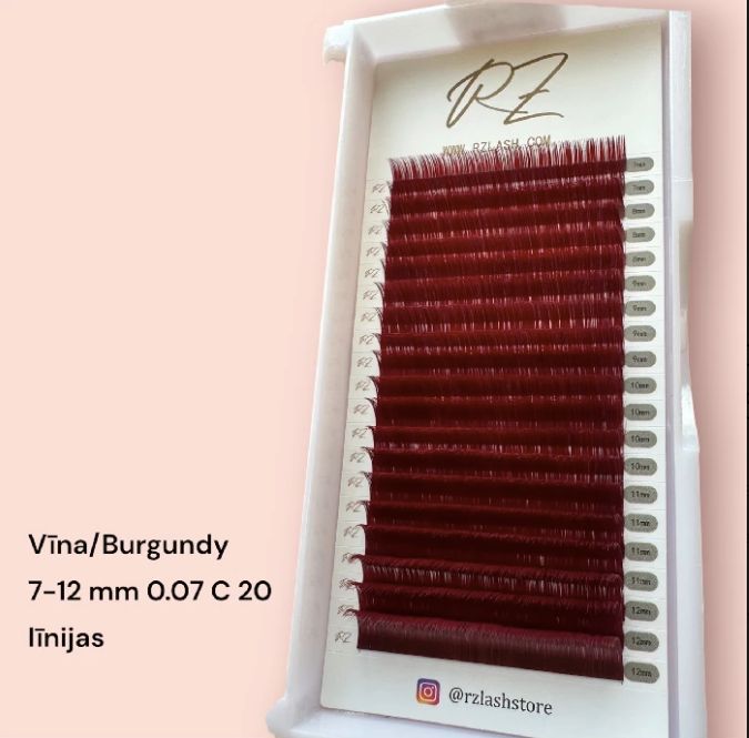 New colored eyelash collection – SUMMER, Color: Burgundy 20 lines C curl