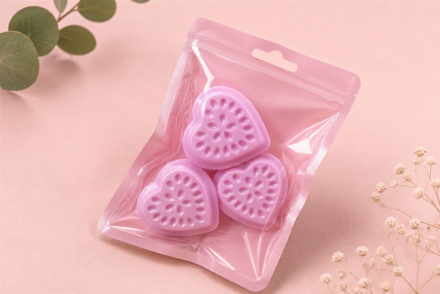 Heart shaped glue wells