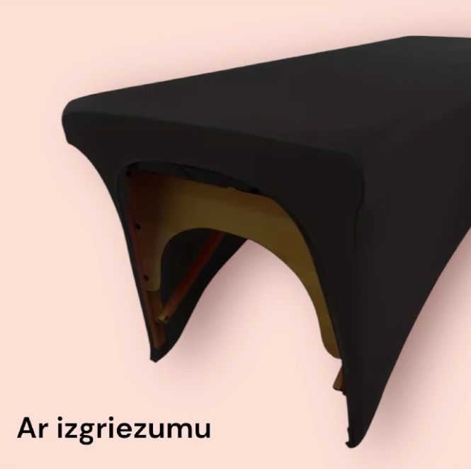 Black massage table cover with cutout