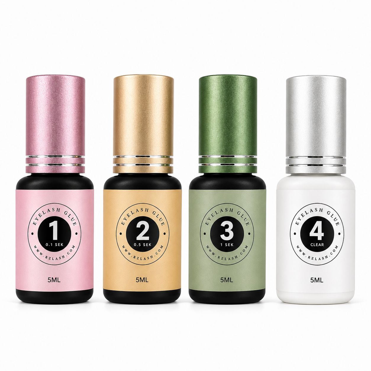 Eyelash glues: 1, 2, 3 and 4