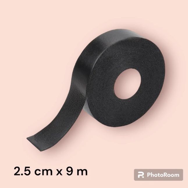 Black foam tape in a roll