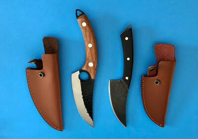 2Pc 6” &amp; 5” Boning Slicer Knives With Vegan Leather Covers