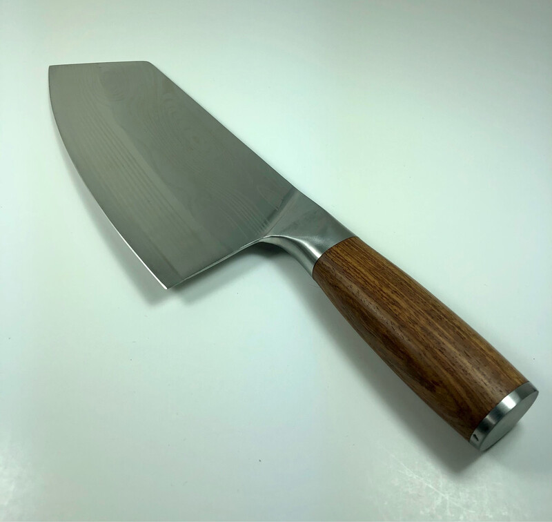 Cleaver 8” Zebra Hardwood Handle Damascus Laser Etched