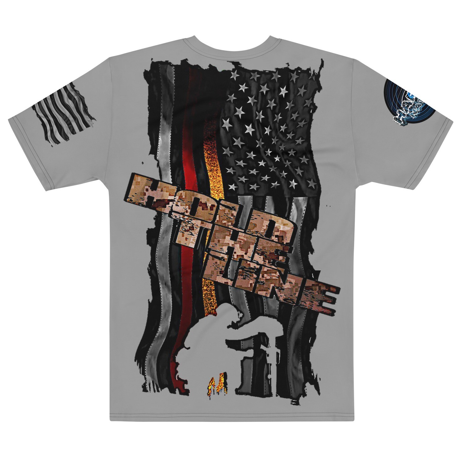 Marine Corps Pride: Eagle, Globe, Anchor Front with &#39;Hold the Line&#39; Flag &amp; Kneeling Soldier Graphic Tee