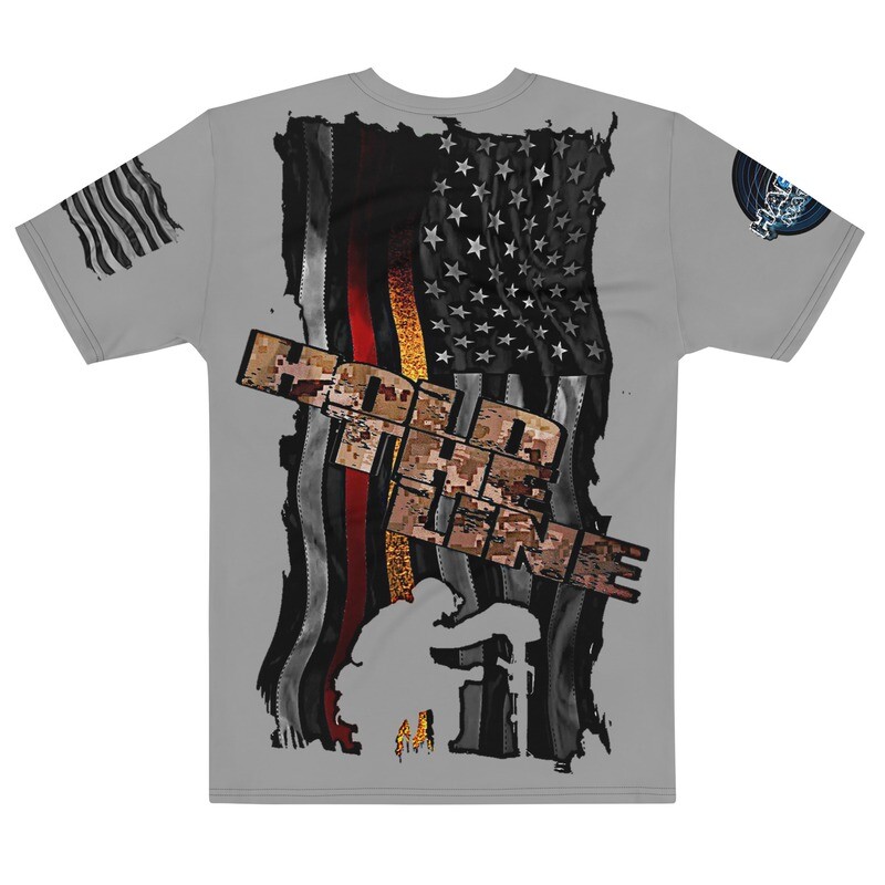 Marine Corps Pride: Eagle, Globe, Anchor Front with &#39;Hold the Line&#39; Flag &amp; Kneeling Soldier Graphic Tee