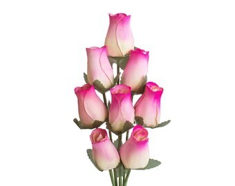 1/2 Dozen White/Hot Pink Roses