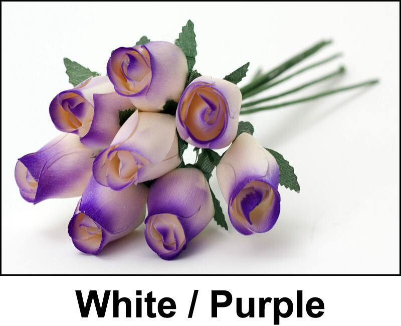 1/2 Dozen White/Purple Roses