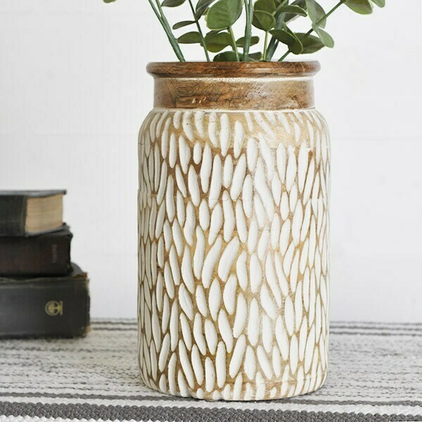 Carved wood vase
