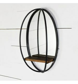 Oval mirror with shelf