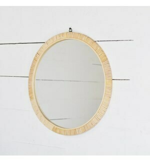15.75" Round Rattan Mirror