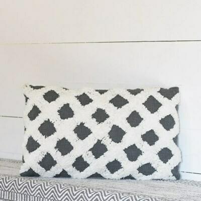 Gray/white criss cross pillow