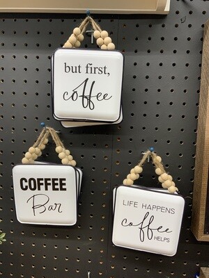 Assorted coffee signs