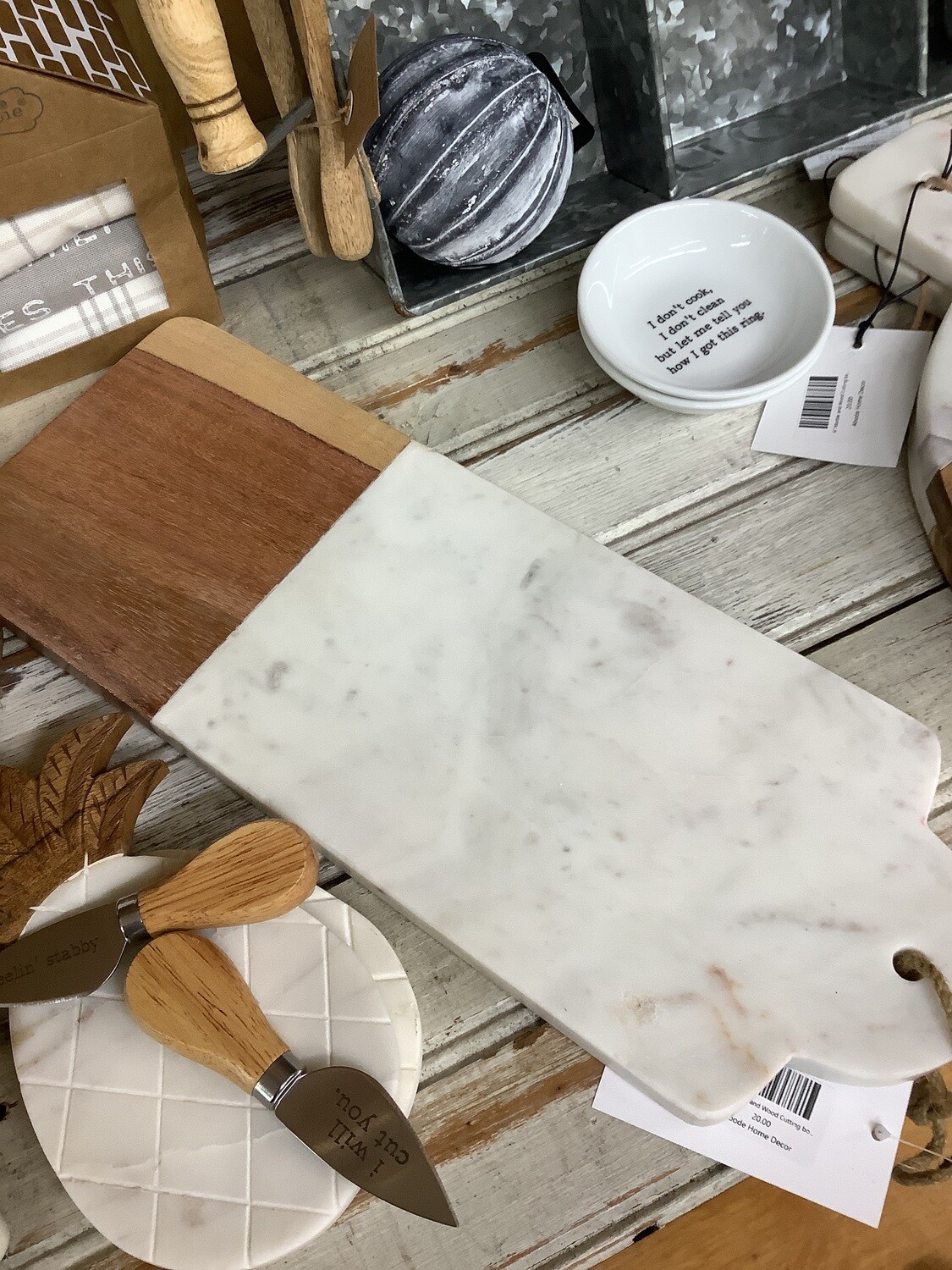 16" Marble and Wood Cutting board 