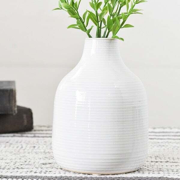 6" White Vase w/ stripe