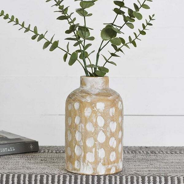 E-White Wash Spotted Vase