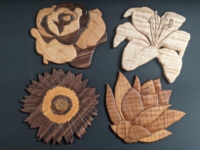 Hardwood Flower Coasters