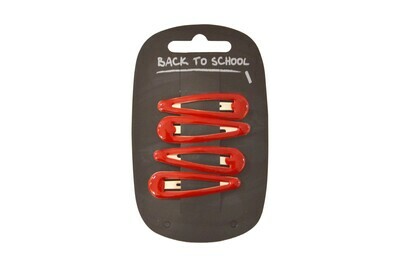 Click Clack Hair Clips (Packs of 4) (In Red)