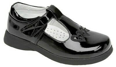 Girls T-Bar Shoe in Black Patent (Size 6 to 12) (RCSC732AP) 'Best Seller'