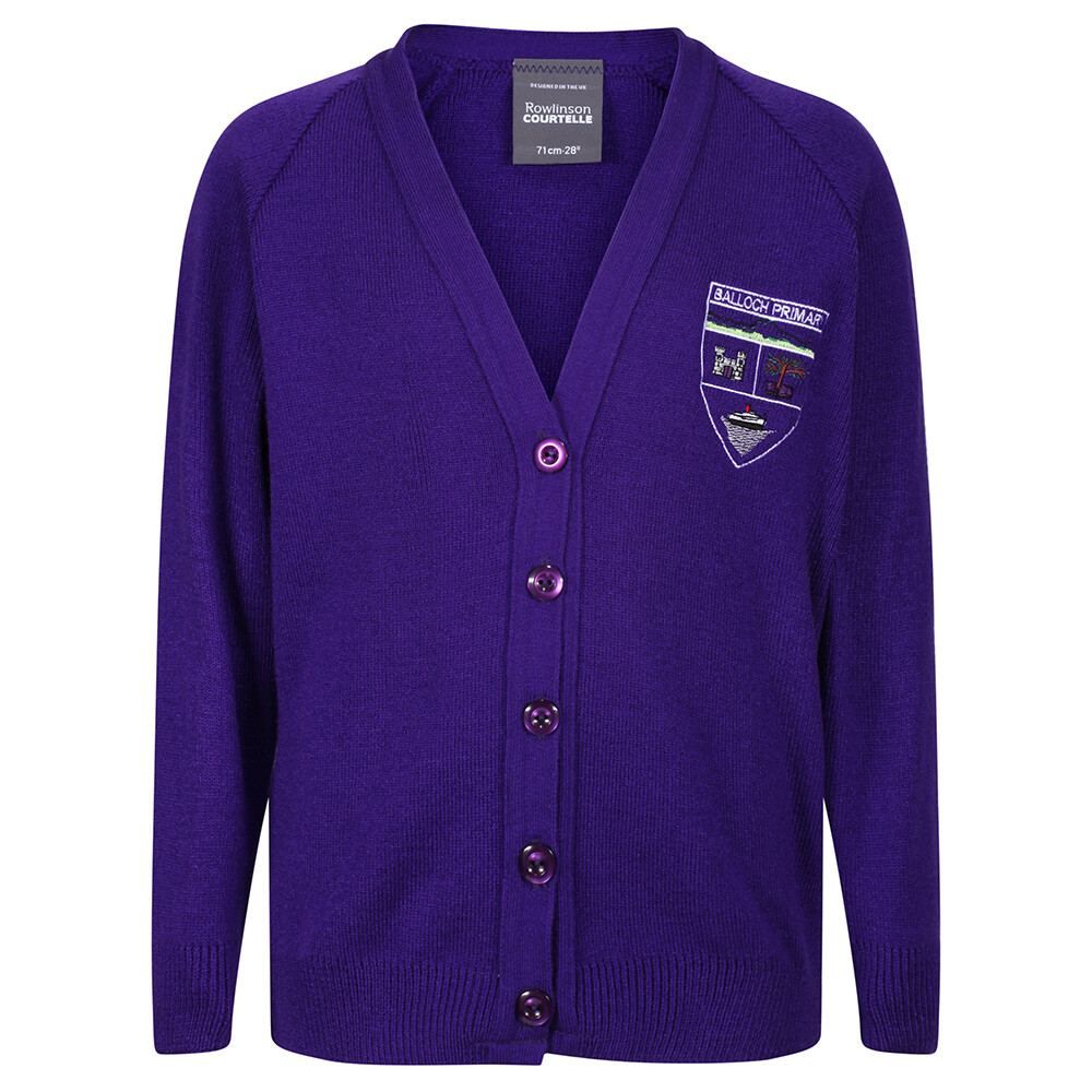 Balloch Primary Knitted Cardigan in Purple