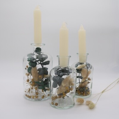 Geschenkeset Kerzenglas mit Stabkerze "Natur"
