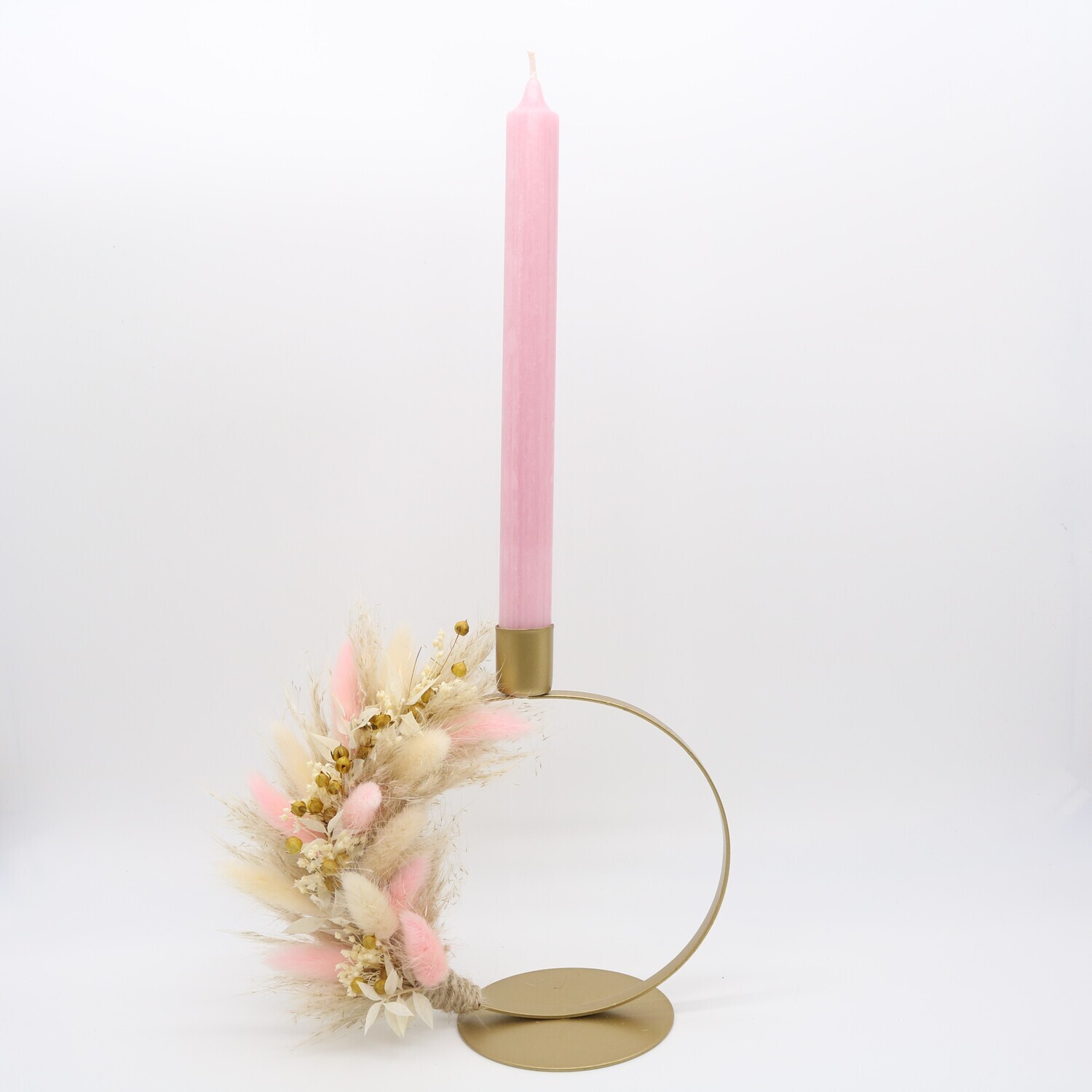 Trockenblumen Kerzenständer "Rosé Gold"