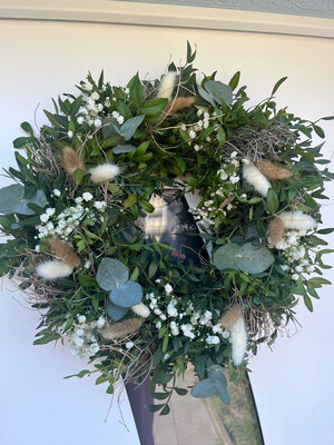 Fresh door wreath eucalyptus boho