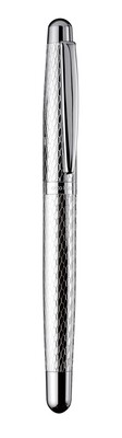 Design 02 Fountain pen - barrel and cap Ag 925 honeycomb guilloche, platinum-plated fittings