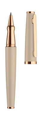 Design 06 Roller Ball pen, sand shiny, fittings roségold plated