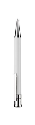 Design 04 Ballpoint pen - barrel white shiny lacquered, cap and fittings platinum plated