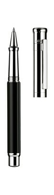 Design 04 Rollerball - barrel black shiny lacquered, cap and fittings platinum plated