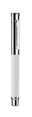 Design 04 Fountain pen M - barrel white shiny lacquered. cap and fittings platinum plated