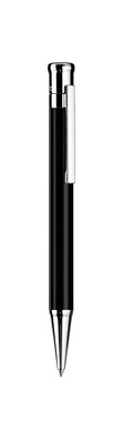 Design 04 Ballpoint pen - barrel black shiny lacquered, cap and fittings platinum plated