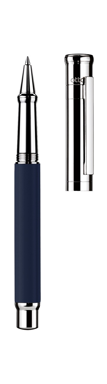 Design 04 Rollerball - barrel blue shiny lacquered, cap and fittings platinum plated