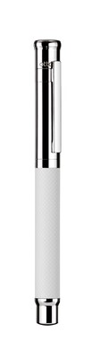 Design 04 Fountain Pen - Barrel white matt lacquered , checkered guilloche with platinum plated