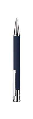 Design 04 Ballpoint pen - barrel blue matt lacquered with checkered guilloché, cap and fittings platinum plated