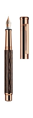 Design 04 Fountain Pen - wave pattern with black lacquered, rosegold plated
