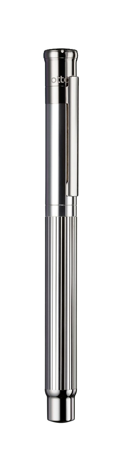 Design 04 Fountain Pen - 925 Sterling silver, stripe guilloche with platinum plated