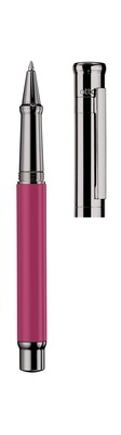 Design 04 Rollerball - barrel carmine rose shiny lacquered, cap and fittings ruthenium plated