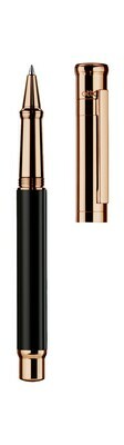 Design 04 Rollerball - barrel black shiny lacquered, cap and fittings rose gold plated