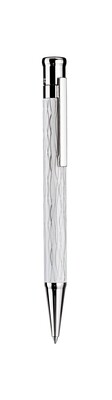 Design 04 Ballpoint pen - barrel wave white, fittings platinum plated