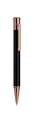 Design 04 Ballpoint pen - barrel black shiny lacquered, cap and fittings rose gold plated