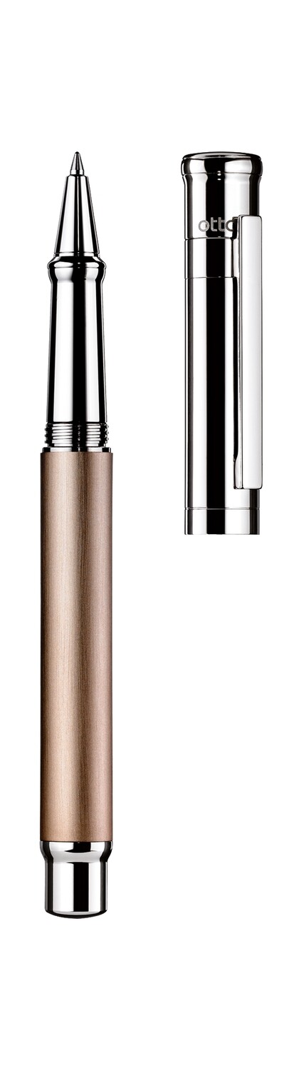 Design 04 Rollerball - barrel satin finish sand matt lacquered, cap and fittings platinum plated