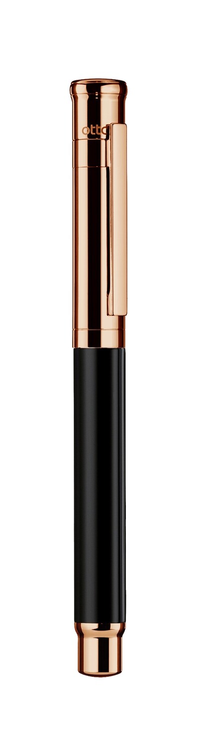 Design 04 Fountain Pen - Black lacquered with rosegold plated