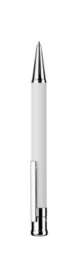 Design 04 Ballpoint pen - barrel white matt lacquered with checkered guilloché, cap and fittings platinum plated